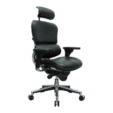 Eurotech Task Chair With Headrest - Leather - Black - Ergohuman Series